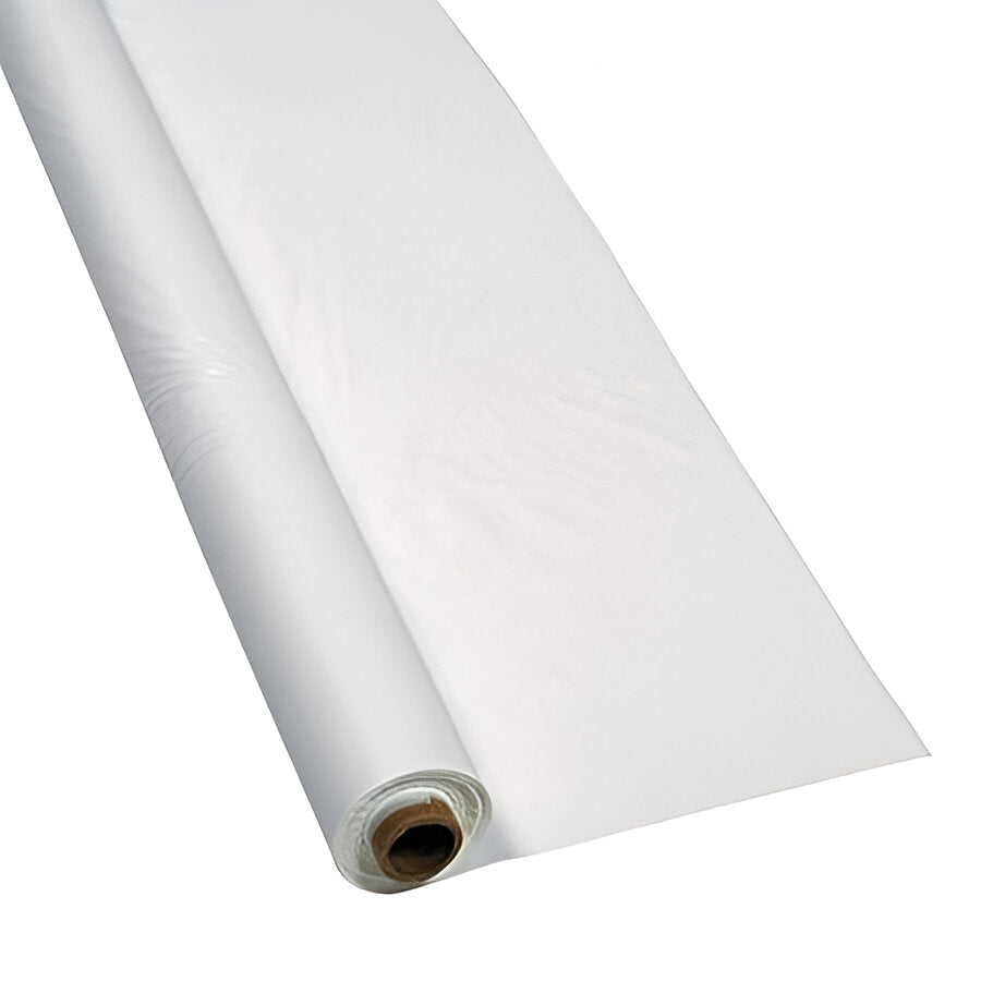 Joshen Paper & Packaging - 40" x 300ft. White Plastic Banquet Roll - 343505